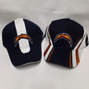 2 Chargers NFL Reebok Hat Cap Embroidery Lightning Bolt Logo Blue Adjustable NEW